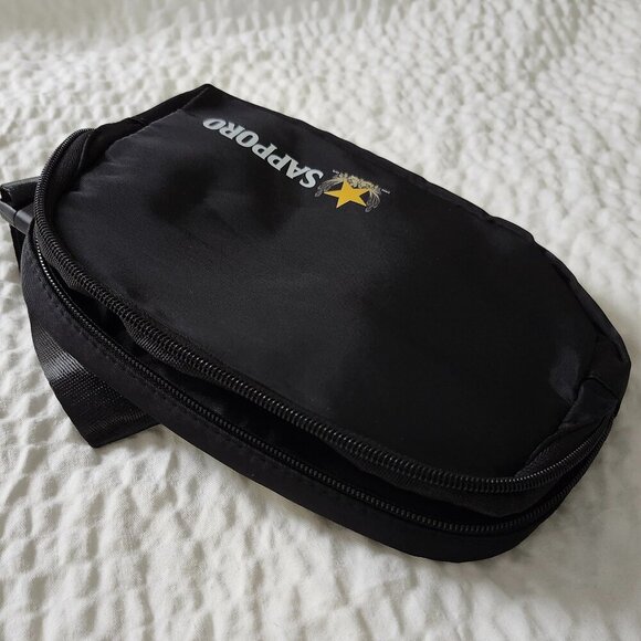 SAPPORO Waist Bag BNIP Black Belt Bag One Size Fits Most Gold Star - Picture 3 of 5
